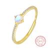Simple 18K Gold Four Claw Round Moonstone Couple Ring For Women Original Sterling Silver Engagement Bridal Gift Jewelry