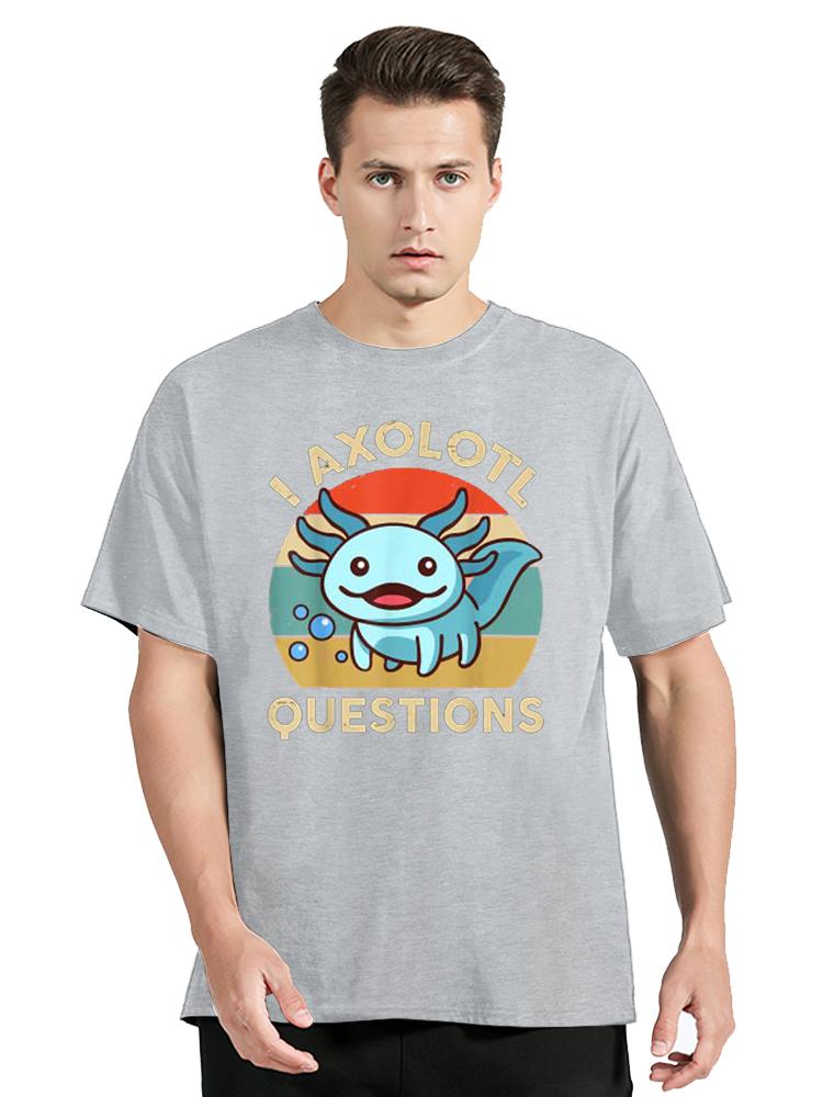 Футболка унисекс I Axolotl Questions для детей, синяя, SalaUnisexder, плюшевая футболка Axolotl-Lover, одежда унисекс, большие графические футболки из хлопка, топы