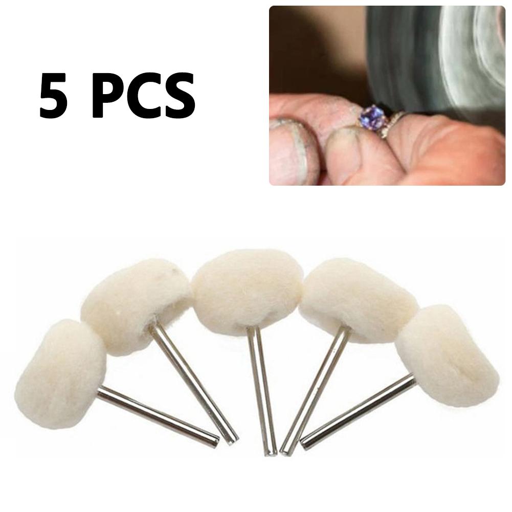 5pcs 2.35mm Wool Polishing Brush Set for Grinding and Buffing Metal and Stone Materials with Woolen Grinding Heads