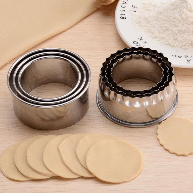 3Pcs Round/Flower Shaped Dough Cutter Kitchen Gadgets Stainless Steel Dumplings Cutter Dumpling Mold