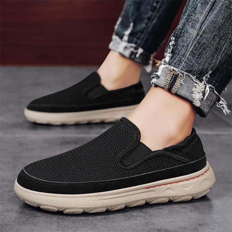 Men's Shoes Spring and Summer Breathable Mesh Cloth Shoes Thin Lightweight One-pedal Lazy Old Beijing Casual Shoes