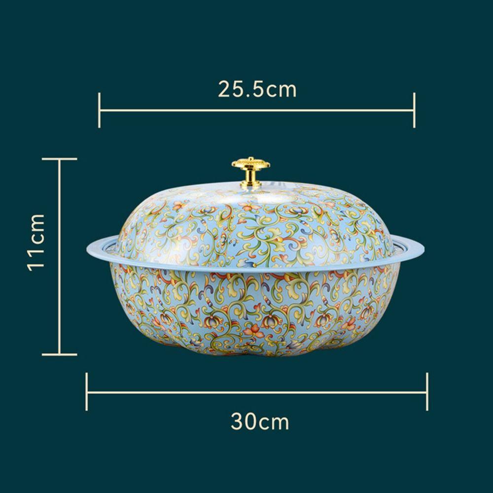 Large Capacity Floral Pot with Lid 30cm Food Tray Bowl Basin For Buffet and Raya Celebrations