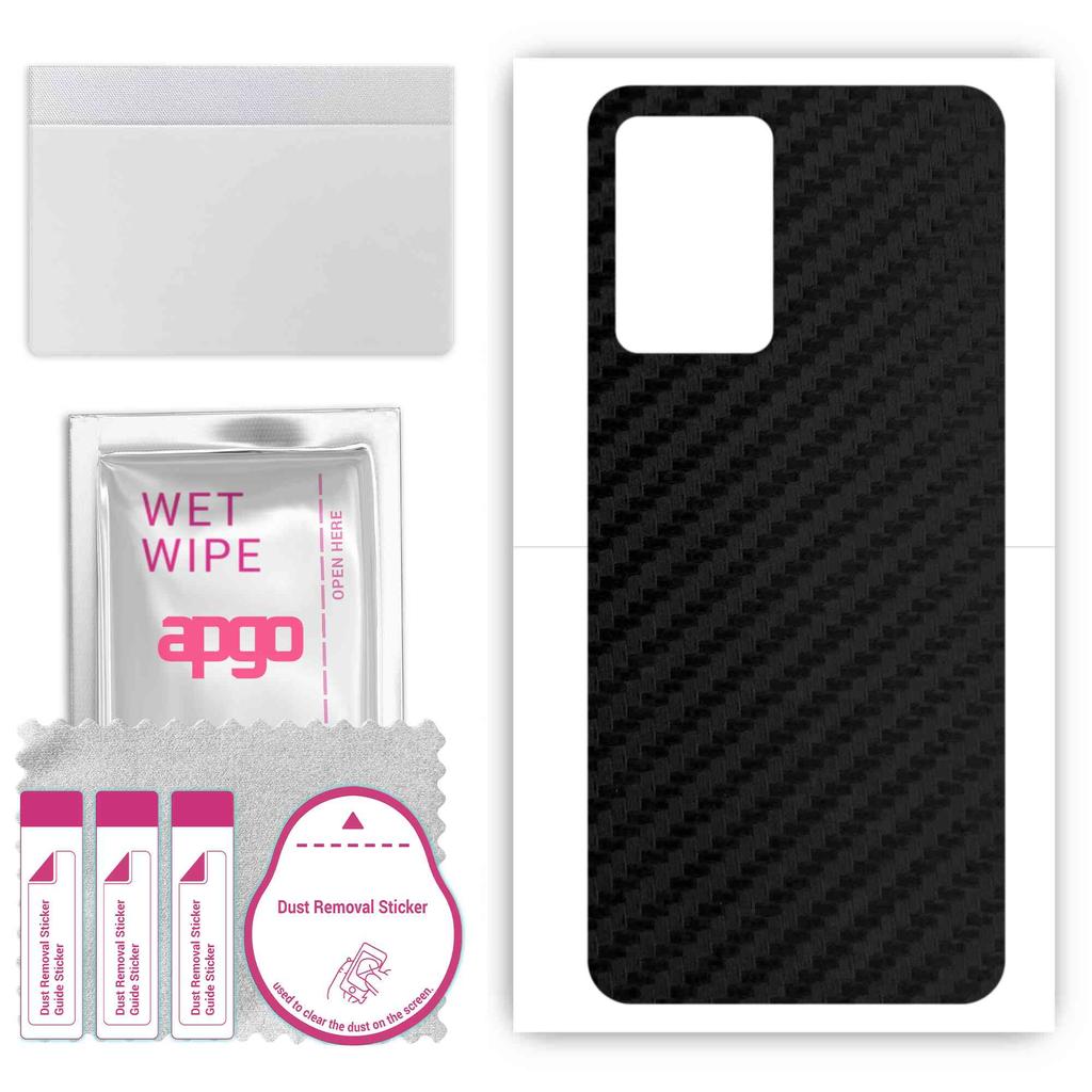 apgo Protective Skin Sticker for the back compatible with Xiaomi Redmi 10 5G, Wrap Film, Foil, Vinyl - Pattern Carbon Black