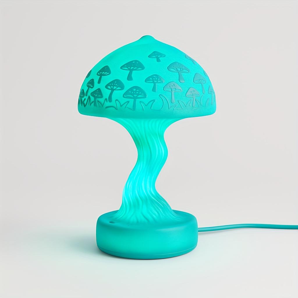 Rustic Fantasy Mushroom Lamp, Resin, USB Powered, with Festive Holiday Themes for Christmas, Halloween, Easter, Hanukkah, Thanksgiving