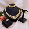 Dubai Bride's Necklace, Earrings, Ring and Bracelet Four-piece Set, Nigerian Women's 14K Gold Zircon Set