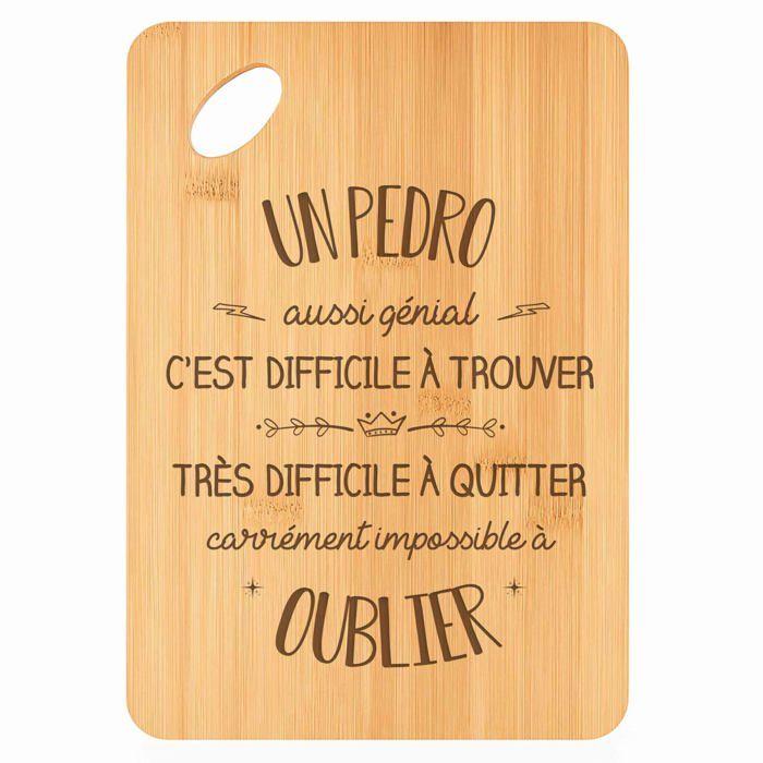 Planche à découper - PLANETEE - Un Pedro aussi génial - Bambou - 30 x 20 x 1 cm - Trou Ø24 mm