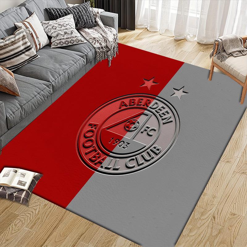 Aberdeen Football Club Flannel Pattern Square Carpet,Area Rug,Carpet Rug for Living Room Bedroom Sofa Playroom Decor,Non-slip Floor Mat