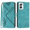 For Motorola Moto G Power (2024) Wallet Case Line Imprinted PU Leather Phone Cover with Strap