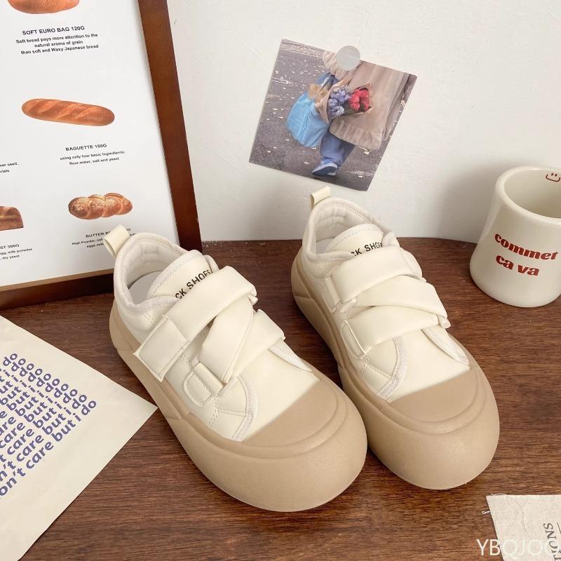 Модные маленькие белые туфли с милым круглым носком для женщин, осенняя новинка, универсальные, удобные, обувь на толстой подошве, обувь-хлебцы