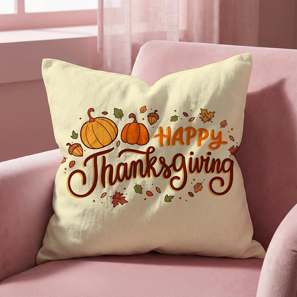 Holiday Thanksgiving Cushion Cover MultiScene Pillow Cover for Home  Car  Reversible Soft  Durable for Daily Use