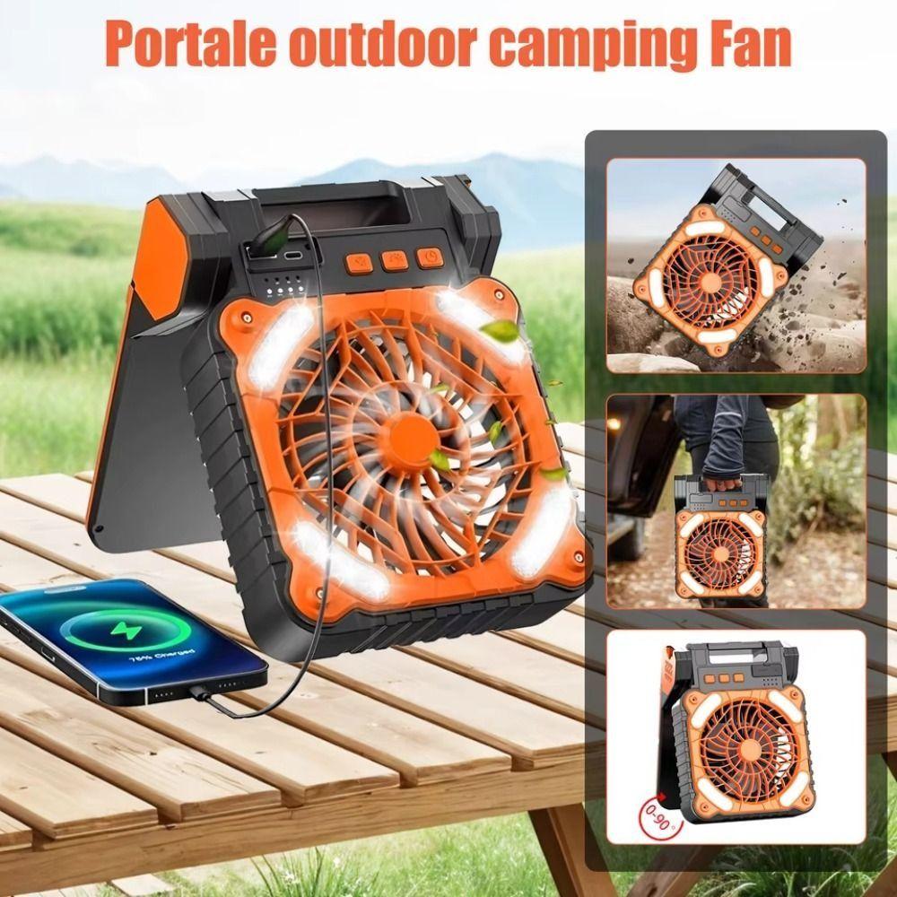 4 Speeds Wind Outdoor Solar Fan 90-Degree Folding Portable Tent Fan Folding Ventilador Tent Use