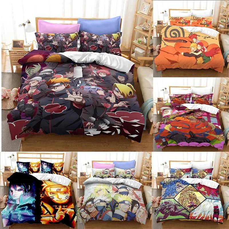 Anime Naruto Bedding Set Double Duvet Cover Comforter Akatsuki Itachi Sasuke Kakashi Sheet Bedspread Birthday Christmas Gift