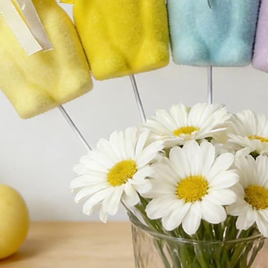 Пасхальная фигурка кролика с флоком Маленький пенопластовый кролик с галстуком-бабочкой Весенний кролик-кол для улицы, дома, двора, газона, кашпо, горшка, декор