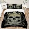 3pcs Crown Skull Duvet Cover Set - Machine Washable, Includes 1 Cover and 2 Pillowcases, No Core Included yy251013085