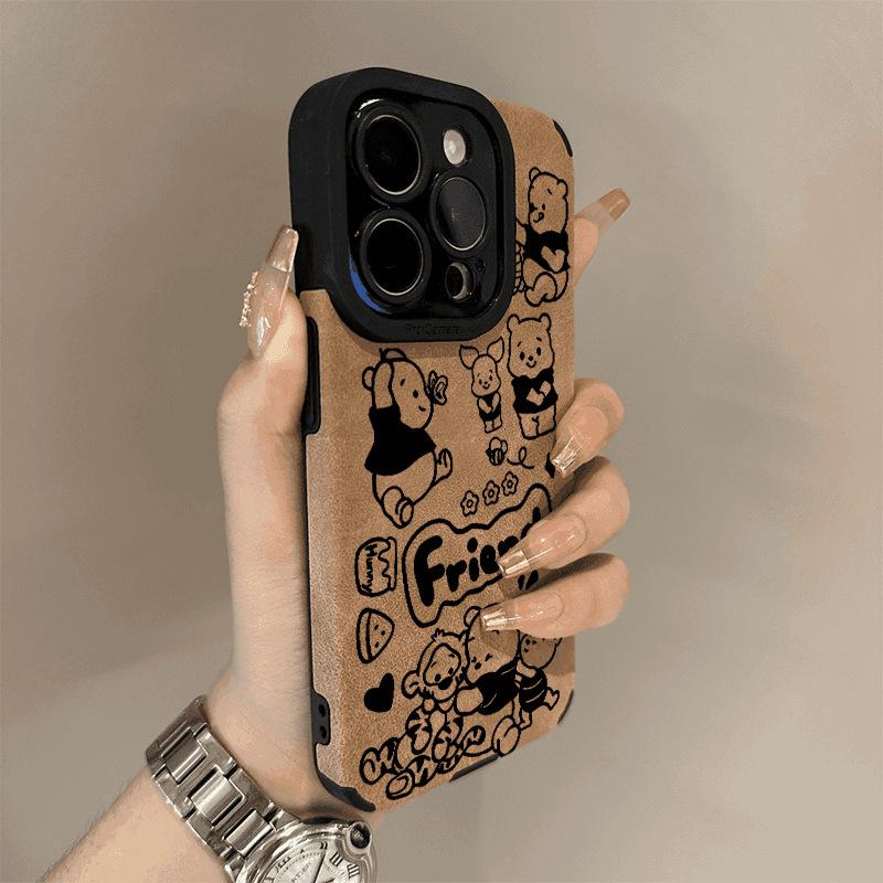 Винни Пух Подходит для IPhone16ProMax Чехол для IPhone Полностью Закрывающий Противоворсовый Мягкий Чехол Противоударный Защита от Отпечатков Пальцев