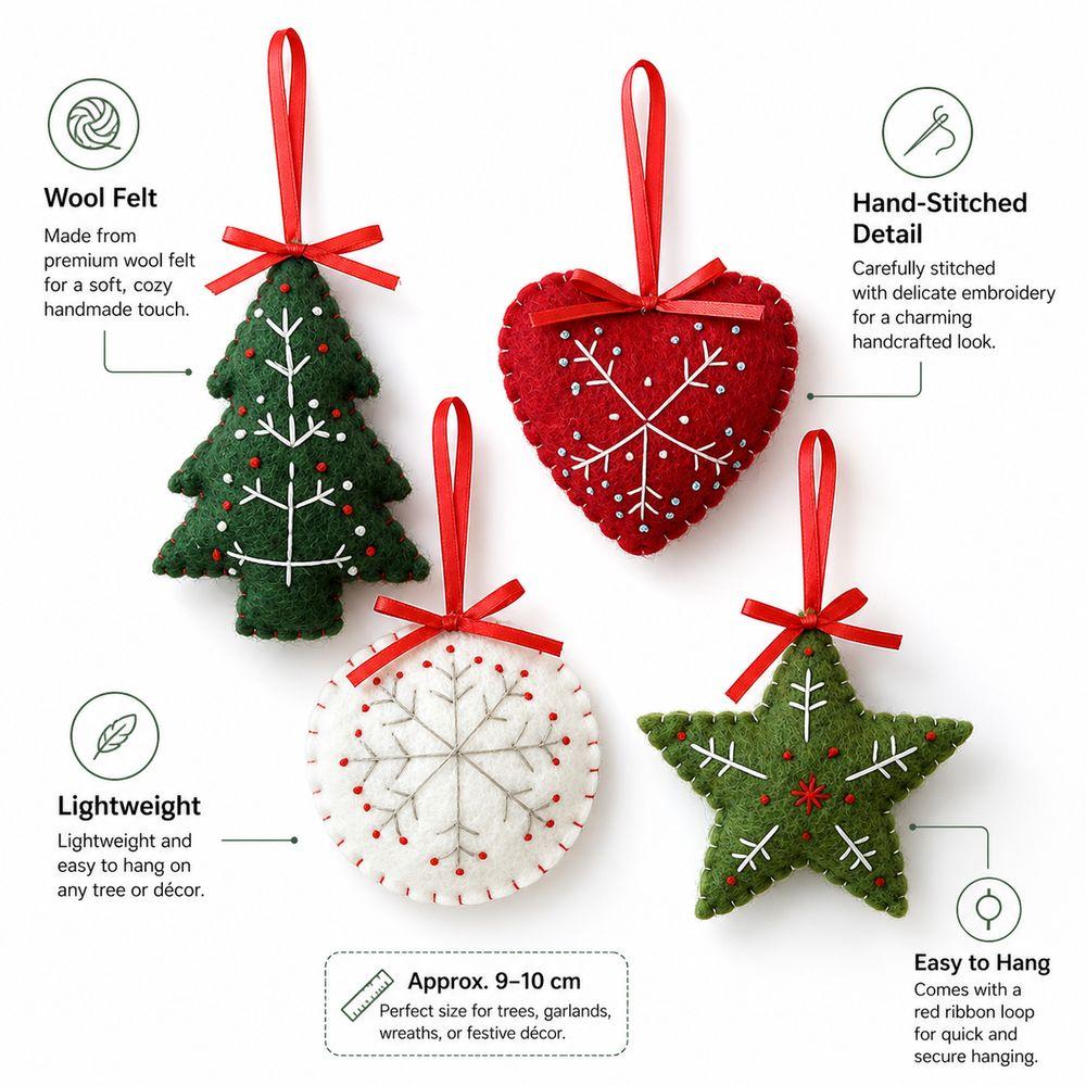 Handmade Felt Ornaments Wool Felt Christmas Tree Decorations Christmas Tree Decor