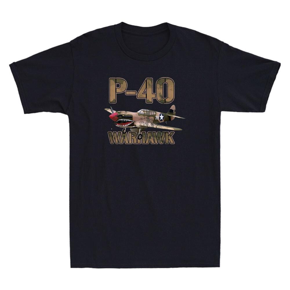 P40 War Hawk Wwii Fighter Aircraftt Funny Graphic Vintage Unisexs Cotton Tshirt
