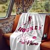 Ice Hockey Sports Design Elements Background Blanket Personalized Name Soft Comfortable Stylish Blanket Car Blanket Perfect For Travel Camping Outdoor