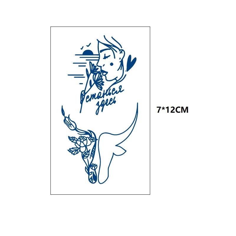 Маленький свежий крест ЭКГ маленькая змея рыбий хвост маленький узор неотражающая переносимая вода имитация стойкой татуировки наклейка