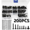 500/340/200PCS M3 Screw Cross Head M3/M4/M3.5/M4.8 Self Tapping Screw Black Carbon Steel Pan Head Round Head Screw Combination