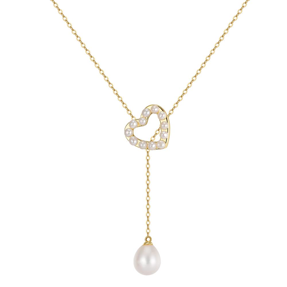 ORSA JEWELS S925 Подвеска-кулон в виде Сердца с Натуральными Жемчужинами, на Цепочке 14K Золота для Женщин, Винтажное Украшение GPN99