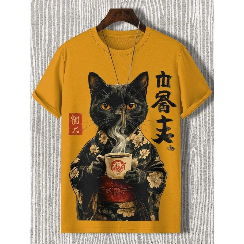 Men's Funny Animal Printed T Shirt Short Sleeved Tees Tops 3D Print Crew Neck Shirts Summer Casual Men's Clothing Apparel