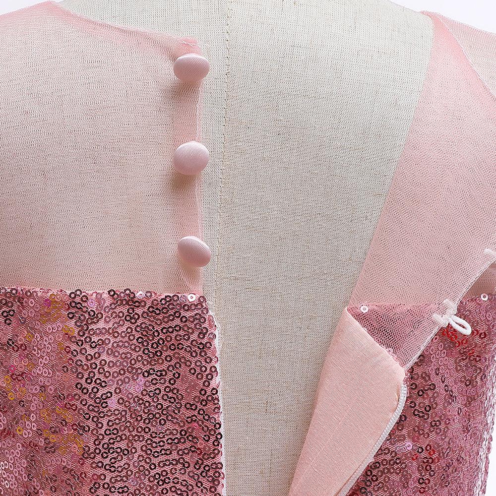 Girls Sequins Tulle Dress Sleeveless Bowknot Birthday Prom Princess Wedding Pageant Communion Party Long Ball Gown