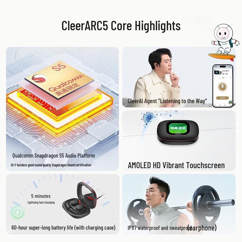 Cleer ARC 5 Спортивные наушники с открытым ухом и ИИ