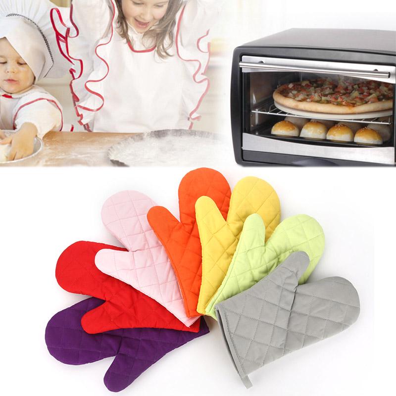Home Living Professional Solid Hot Insulation High-temperature Thick Oven Mitts 1PC Cotton Kitchen Supplies Microwave Oven Gloves