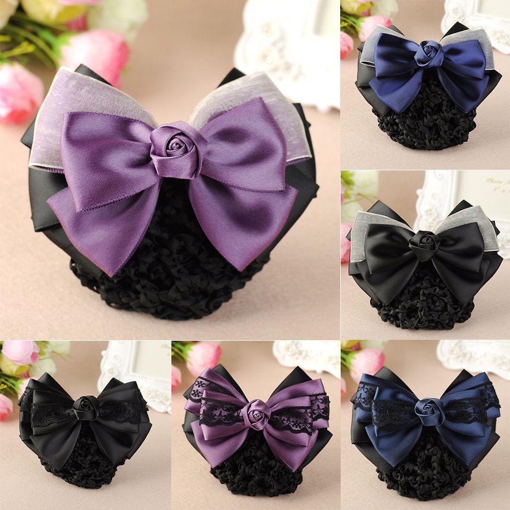 Women Ladies Rose Ladies Barrette Headwear Hair Clip Snood Bow Hair Net Hairgrips