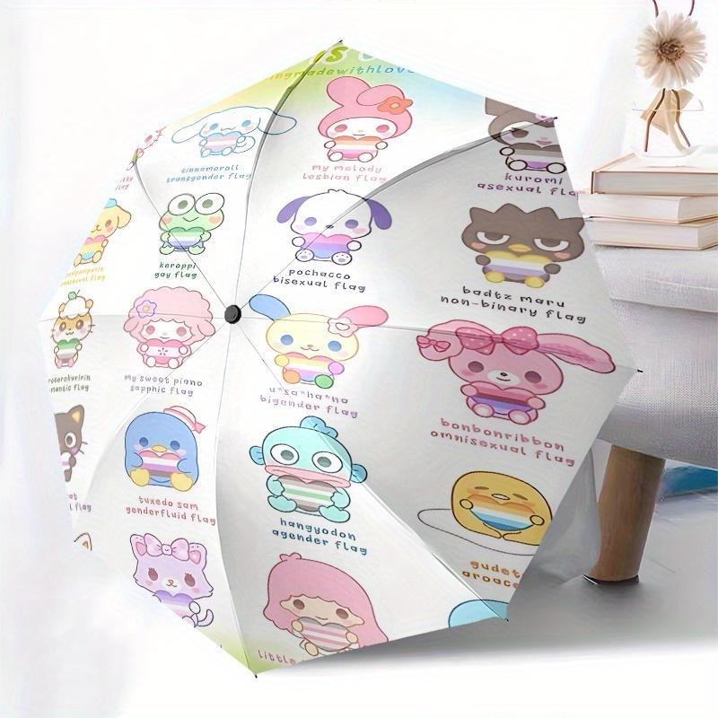 Sanrio Automatic Opening and Closing Parasol Compact Travel umbrella with 8 Ribs for Women and Men Ideal Birthday/Christmas Gift, Outdoor Ac