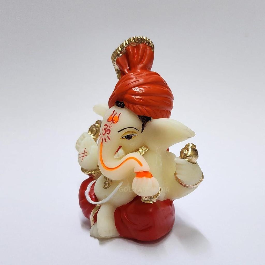 Polyresin Lord Ganesha Idol for Car Dashboard, Home, Office | Ganpati Statue for Mandir Decor | Handcrafted Ganesh Murti