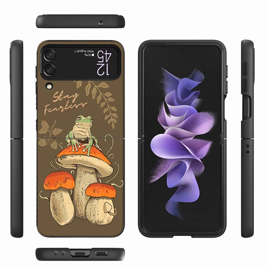 Коттеджкор Лягушка Эстетика Чехол для Телефона Для Samsung Z Flip 6 7 5G Z Flip 5 Galaxy Z Flip 3 4 5G ZFlip Ударопрочный Жесткий Чехол ТПУ ПК