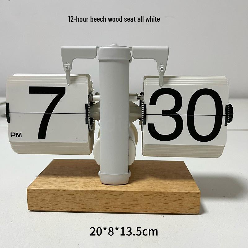 European Style Retro Flip Page Clock - Automatic Table Ornament for Living Room