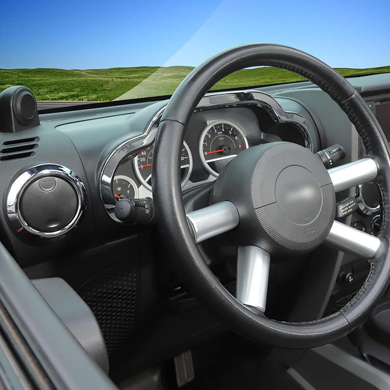 Центральное управление приборной панелью, украшение на руль, интерьерный комплект, подходит для Jeep Wrangler JK 2007-2010, автомобильные аксессуары