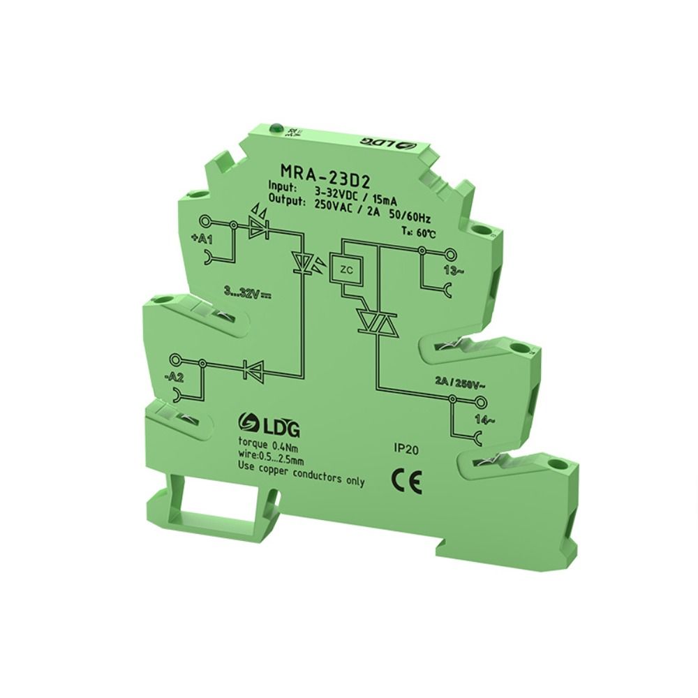 MRA-23D2 Relay 3-32VDC Input 250VAC 2A Output Solid State Relay Module 6.2mm Ultra Thin DIN Rail Relay DIN Rail Mount