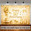 2D Golden Luxury 50th Anniversary Celebration Background Cloth Luxurious and Romantic 50th Anniversary Atmosphere