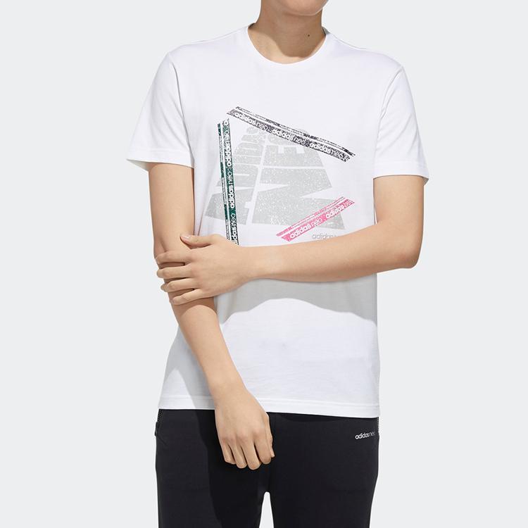Adidas Neo T Shirts Men's White Crew Neck Moderate Straight Fit FP7302