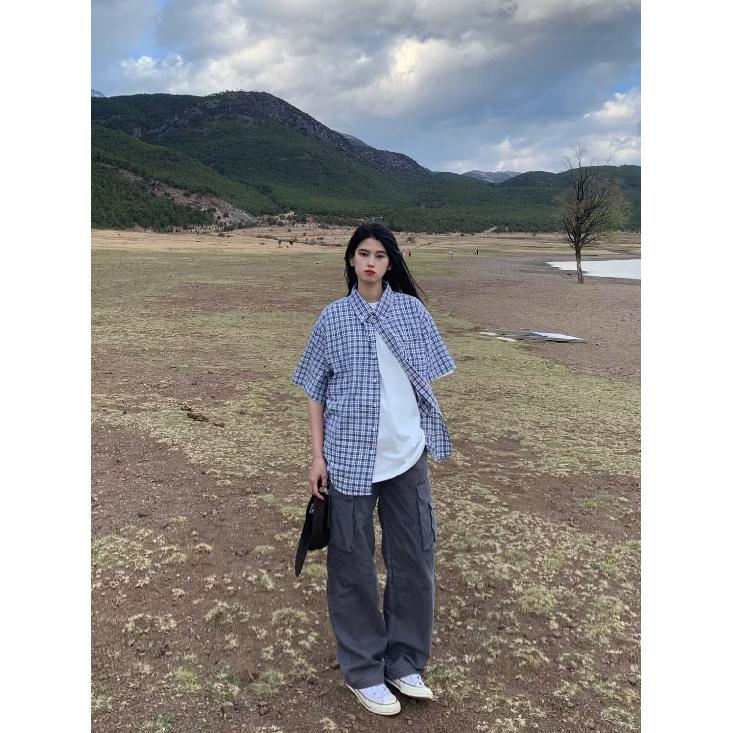 Мужская летняя рубашка с коротким рукавом, мужская ретро свободная повседневная рубашка с рукавом пять четвертей, модная брендовая рубашка для верхней одежды