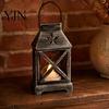 Portable Decorative Lamp Lantern with LED Candle, Battery Operated Flickering Flame Lamp, Vintage Bedside Night Light for Kids Hanging Lanterns,