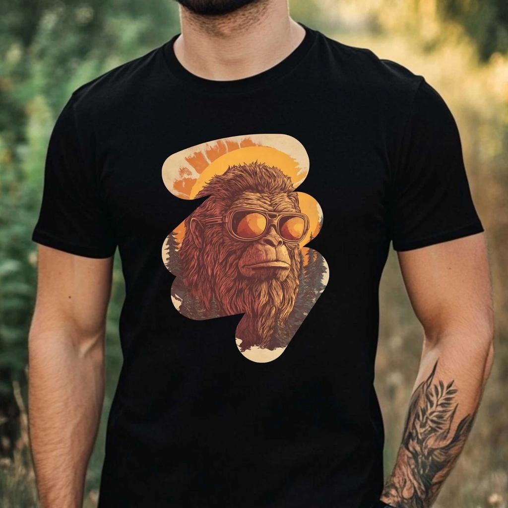 T-Shirt Herren Bigfoot mit Sonnenbrille Motiv Baumwolle Größe XS bis 5XL