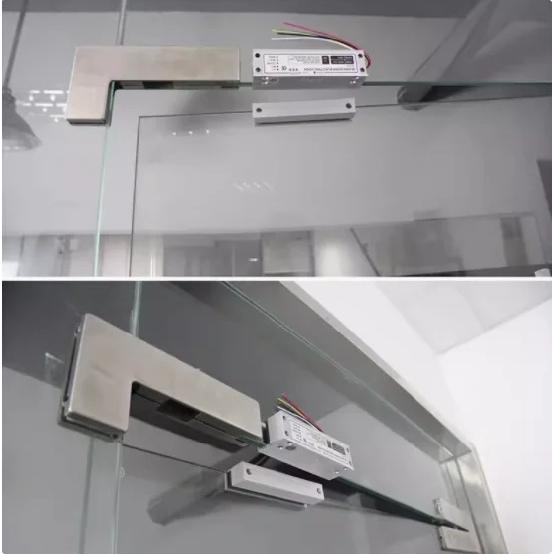 12V Electric Latch Bolt Lock Drop Bolt for Framless Glass Door Swing Glass With NO COM Signal Feedback Fail Safe