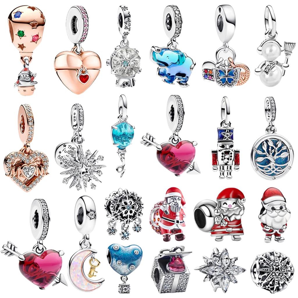 Оригинальная медная рождественская фигурка снеговика, снежинки, воздушные шары, бусины, шармы для DIY браслета, ожерелья, женский подарок