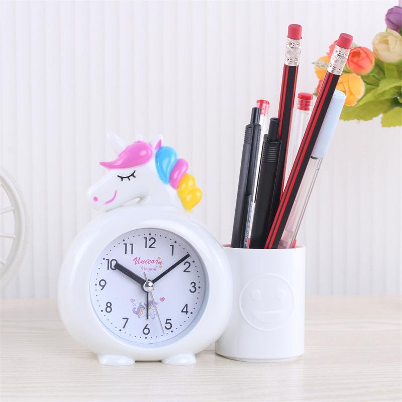 Creative cute student pen holder small alarm clock high value boys and girls bedroom bedside clock children's holiday gifts