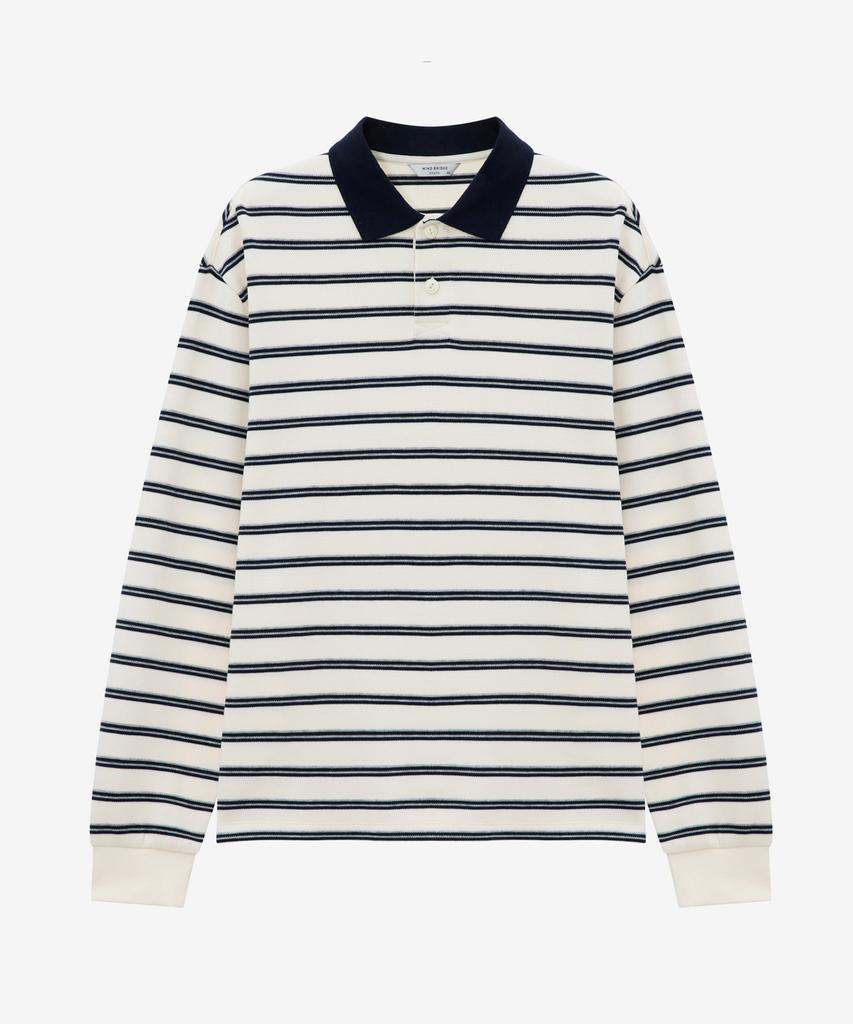 MINDBRIDGE Collar Contrast Oversized Striped T-Shirt