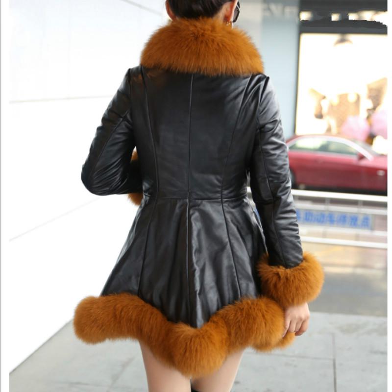 Женское зимнее кожаное пальто из искусственного меха лисы, теплое пушистое худи, толстое пальто, куртка больших размеров, приталенная