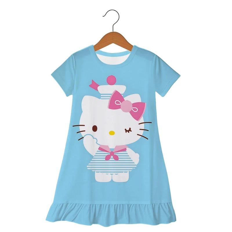Пижама Детская Hello Kitty Летняя Юбка Модная Повседневная 3-6 Лет Платье для Девочек