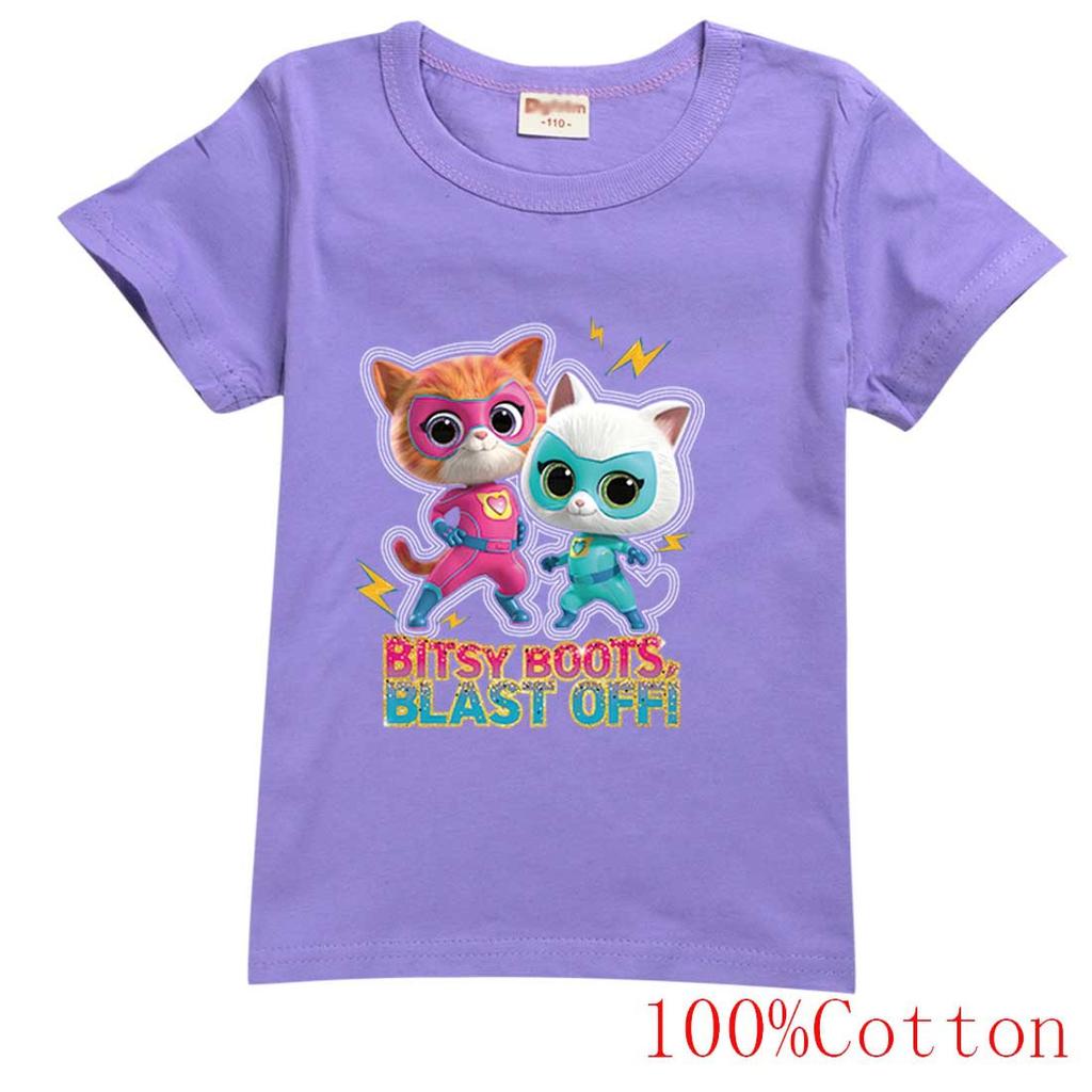 Game Super Cat Costume Kids SuperKitties T Shirt Baby Girls Summer Clothes Toddler Boys Cotton Tshirt Children Short Sleeve Tops