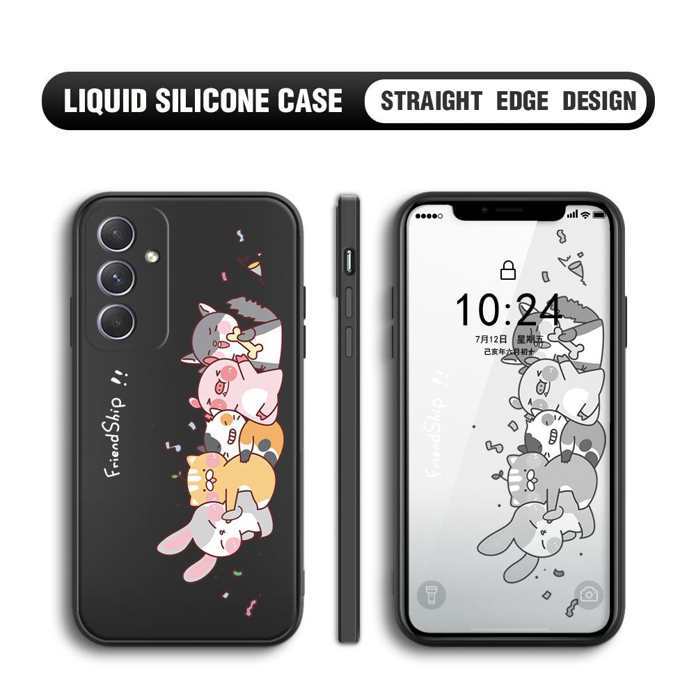 Чехол для телефона с изображением мультяшных животных и дружбой, квадратный, жидкий силикон, TPU, полное покрытие камеры, противоударный защитный чехол для Samsung Infinix Tecno