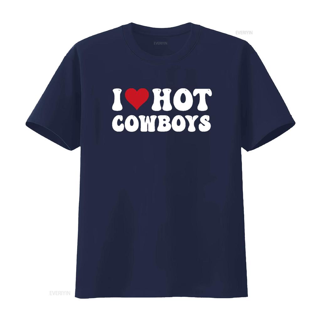 I Love Hot Cowboys Heart Funny Country Western T Shirt vintage Washed Soft Stylish Stretched graphic Slightly Casual Breathable